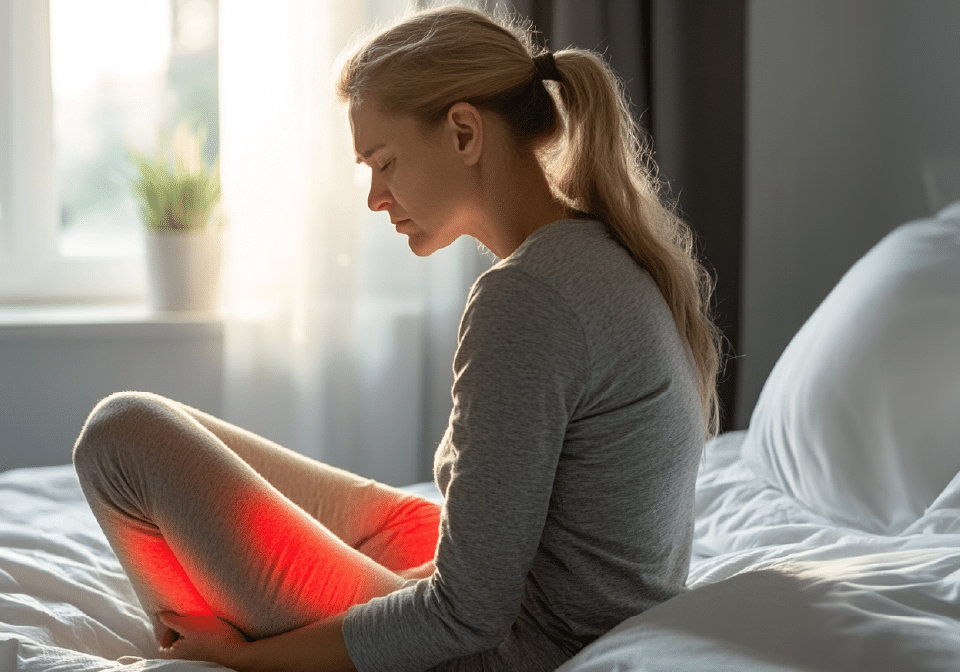 Kvinne på soverom med PMS